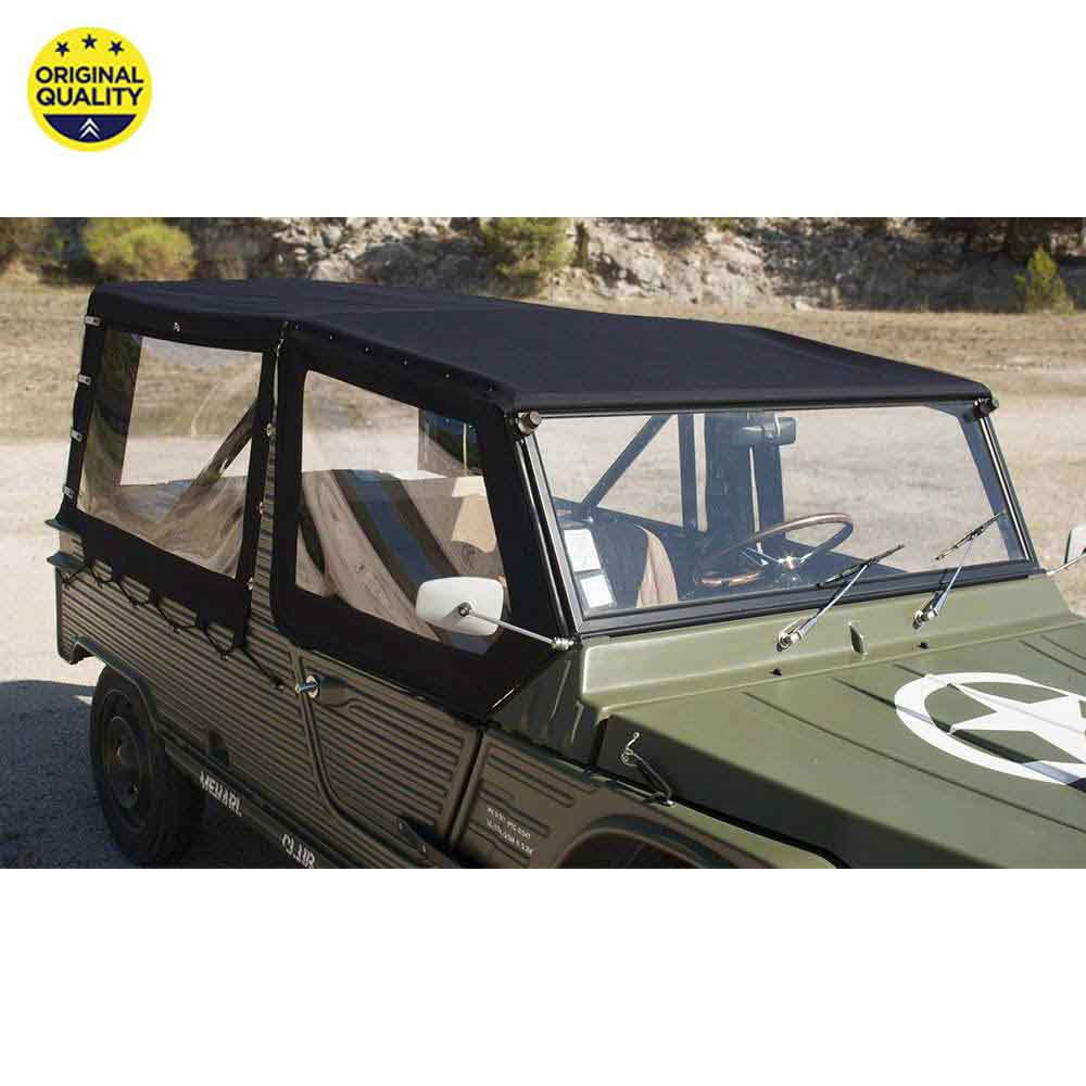 08010199 Mehari Complete COTTON Hood Set (With Upper Doors) for Aluminium Windscreen - Black