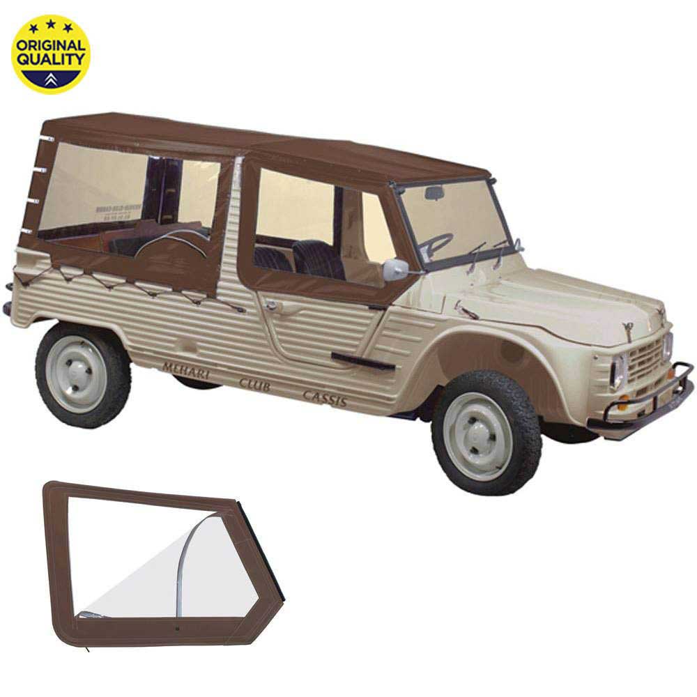 0801066 Mehari Hood Cover Set with Roll Down Windows for Aluminium Windscreen - 4 Straps - Brown