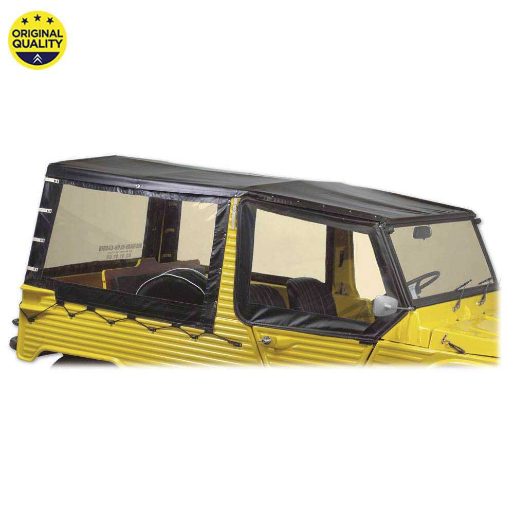 0801217 Mehari Hood Top Cover (Without Bar) for Aluminium Windscreen - 4 Straps - Black