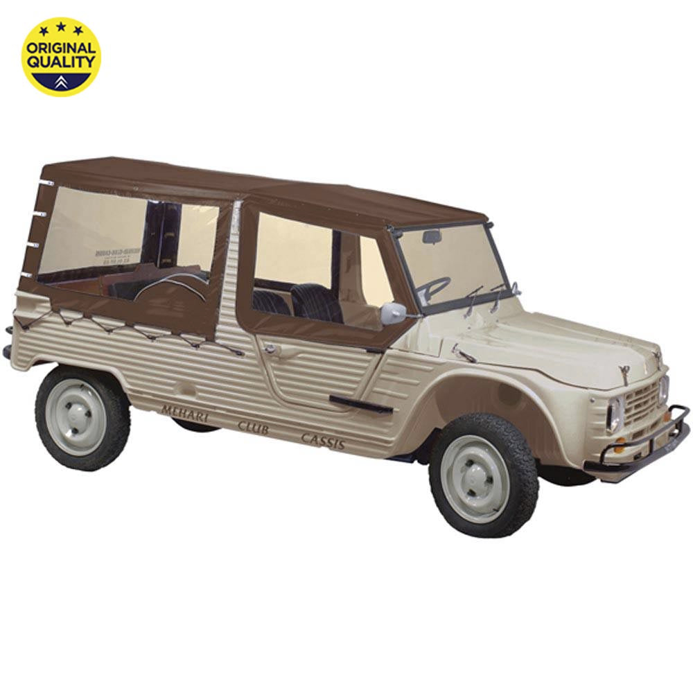 0801016 Mehari Complete Hood Cover Set for Aluminium Windscreen - 4 Straps - Brown