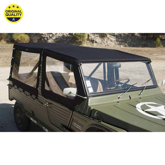 08010199 Mehari Complete COTTON Hood Set (With Upper Doors) for Aluminium Windscreen - Black