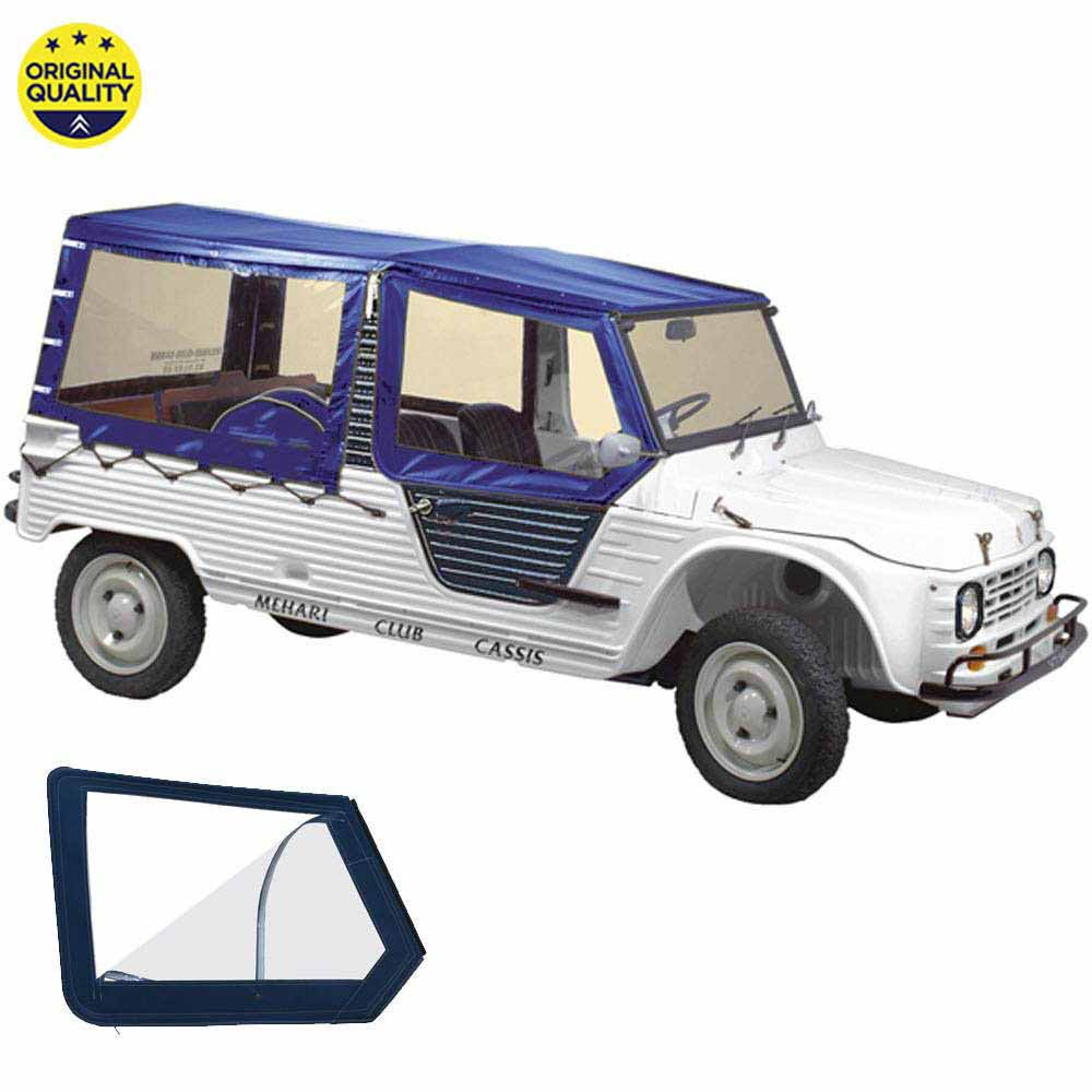 0801062 Mehari Hood Cover Set with Roll Down Windows for Aluminium Windscreen - 4 Straps - Navy Blue
