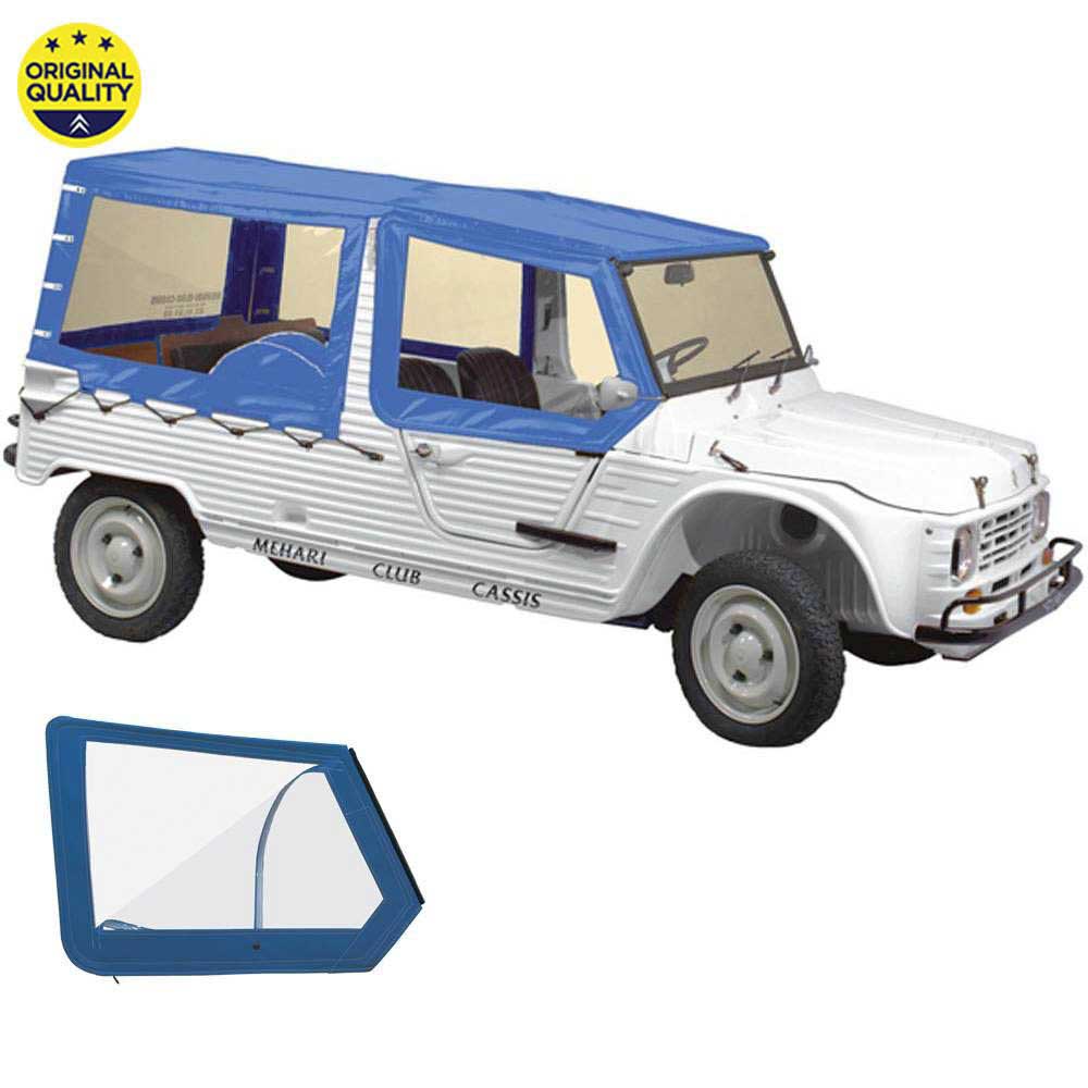 0801063 Mehari Hood Cover Set with Roll Down Windows for Aluminium Windscreen - 4 Straps - Gitane Blue