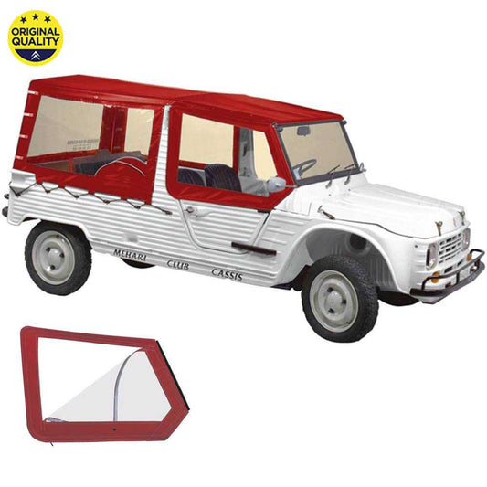 0801068 Mehari Hood Cover Set with Roll Down Windows for Aluminium Windscreen - 4 Straps - Red