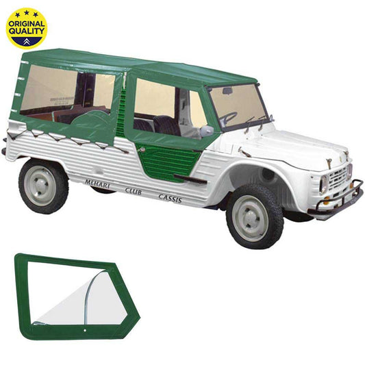 0801069 Mehari Hood Cover Set with Roll Down Windows for Aluminium Windscreen - 4 Straps - Green