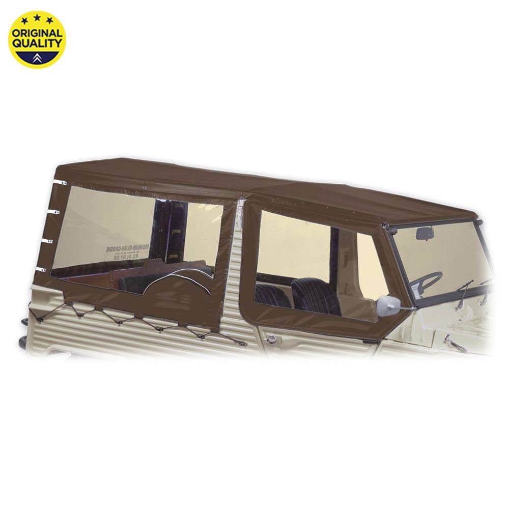 0801216 Mehari Hood Top Cover (Without Bar) for Aluminium Windscreen - 4 Straps - Brown
