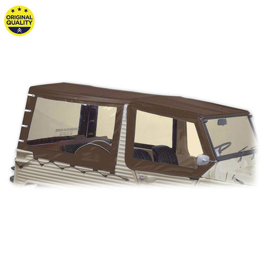 0801216 Mehari Hood Top Cover (Without Bar) for Aluminium Windscreen - 4 Straps - Brown