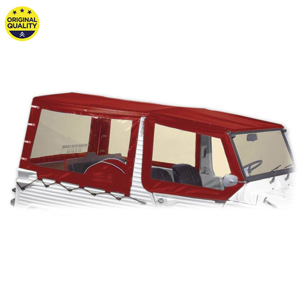 0801218 Mehari Hood Top Cover (Without Bar) for Aluminium Windscreen - 4 Straps - Red