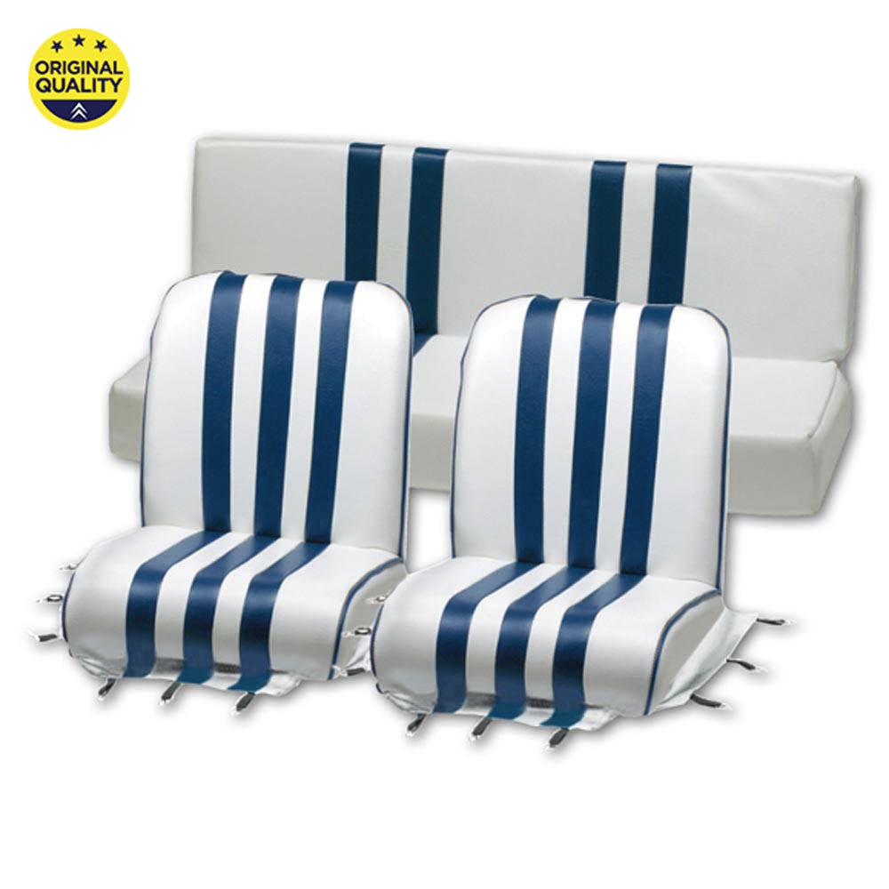 13040310 Mehari Seat Covers - Blue and White - Complete Set - 2x Front & 1x Rear