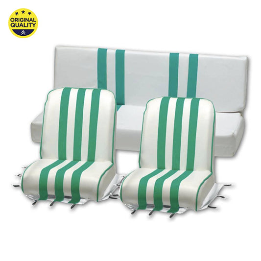13040320 Mehari Seat Covers - Green and White - Complete Set - 2x Front & 1x Rear