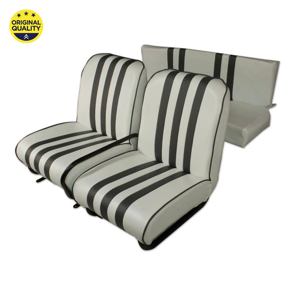 13040360 Mehari Seat Covers - Brown and White - Complete Set - 2x Front & 1x Rear