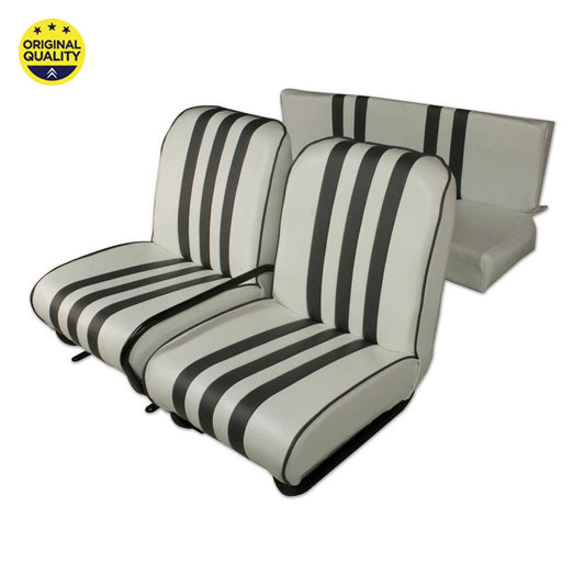 13040360 Mehari Seat Covers - Brown and White - Complete Set - 2x Front & 1x Rear