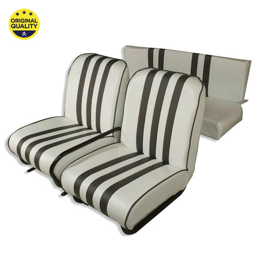 13040370 Mehari Seat Covers - Grey and White - Complete Set - 2x Front & 1x Rear