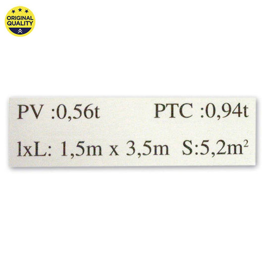 1608000 Mehari Weight Sticker