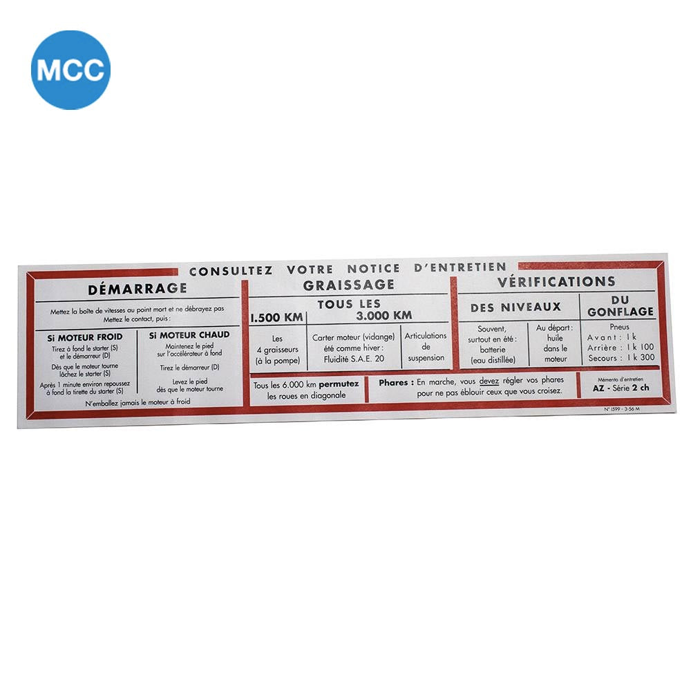 1650010 2cv Sun Visor Sticker 1949 - 1965