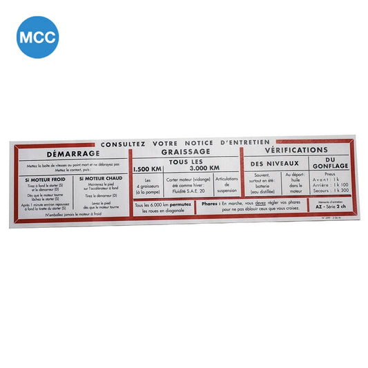 1650010 2cv Sun Visor Sticker 1949 - 1965