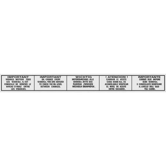 1650011 Engine Oil Change Sticker