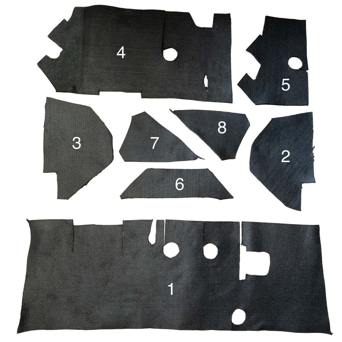 2600093 2cv Upper and Lower Bulkhead trim, Felt Sound proof Padding for Right Hand Drive