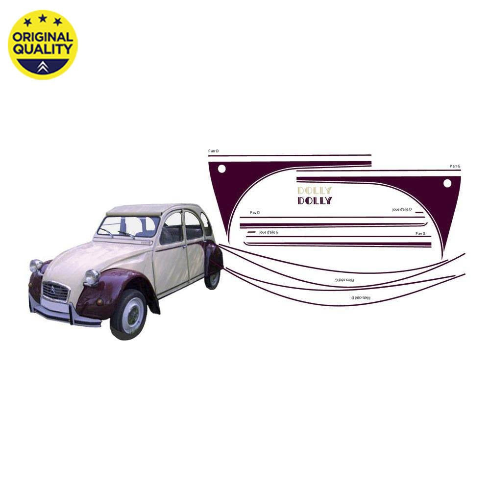 2908034 2cv Dolly Sticker Set - Plum & Custard