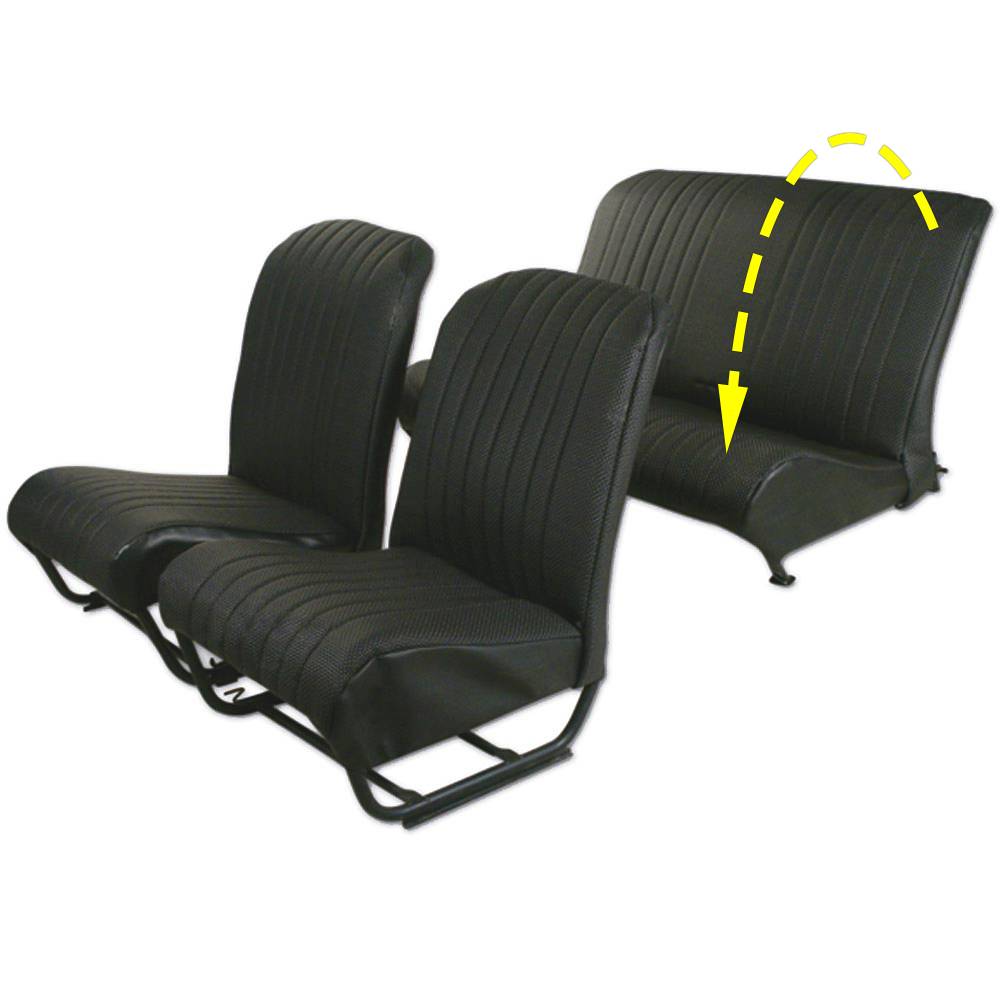 33041110 Seat Cover Set with Folding Rear Seat - Inner Rounded Corners - Black Targa