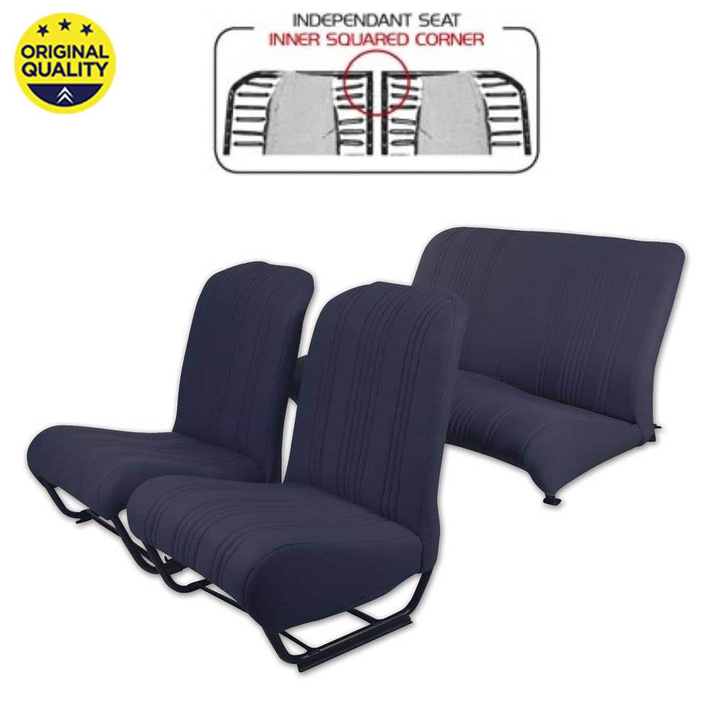 33042231 Seat Cover Set - Inner Squared Corners - With Sides - Blue Fabric