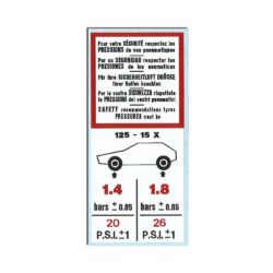 3608050 Tyre Pressure Sticker