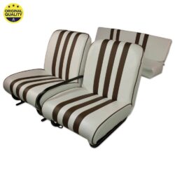 13042360 Mehari Complete Seats with Tiltable Right Seat – Brown and White – Complete Set – 2x Front & 1x Rear