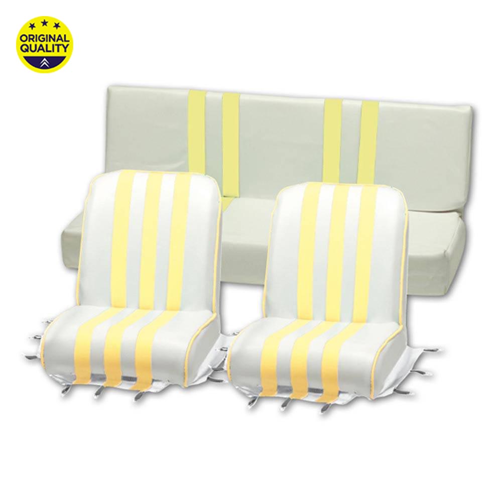 13040330 Mehari Seat Covers - Yellow and White - Complete Set - 2x Front & 1x Rear