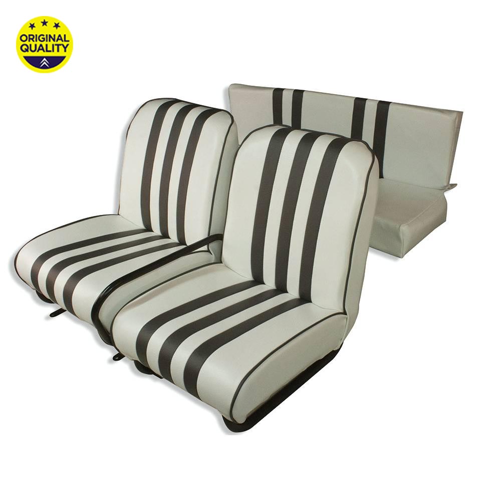 13040370 Mehari Seat Covers - Grey and White - Complete Set - 2x Front & 1x Rear