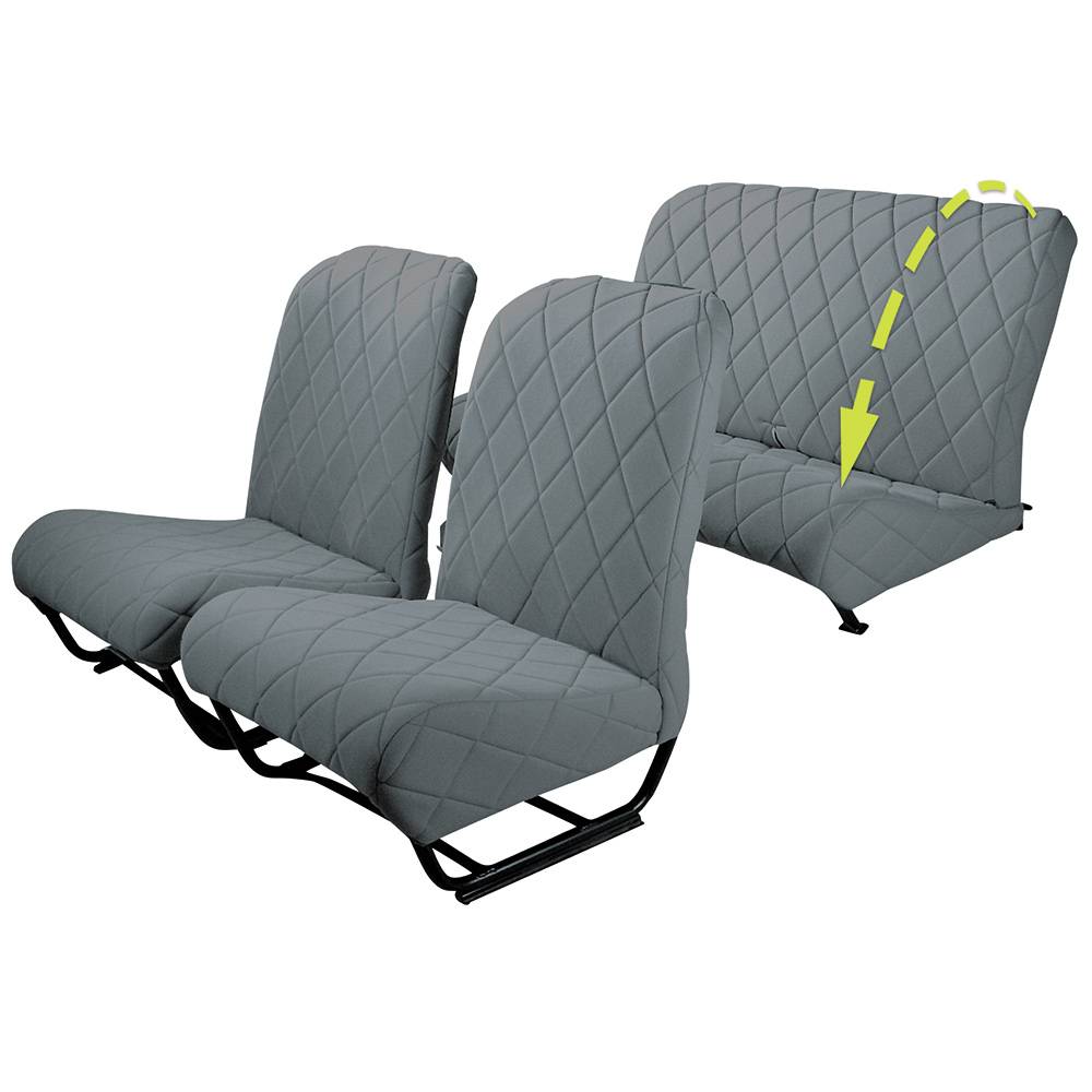 3304325 Seat Cover Set with Folding Rear Seat - Inner Squared Corners - Grey Diamond Dolly Pattern