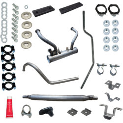 30090014 2cv Dyane Complete Exhaust for 602cc with all Clamps, Nuts & Bolts